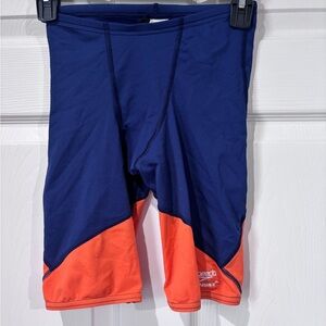 Speedo Endurance+ Swim Race Jammer Mens Navy Blue Orange  Compression Size 28
